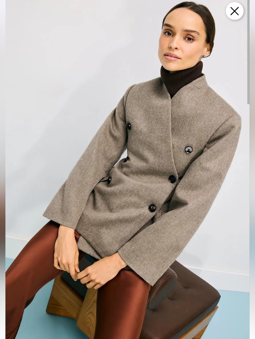 CO 90% VIRGIN WOOL 10% CASHMERE SCULPTURAL COLLARLESS JACKET SIZE S MSRP $1395